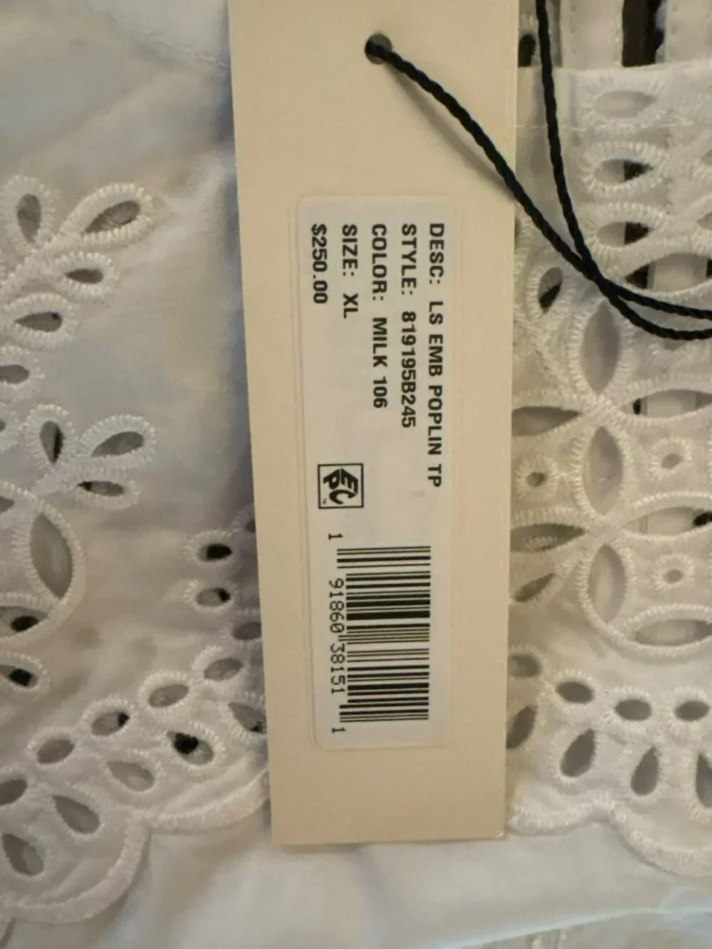 NWT La Vie Rebecca Taylor Embroidered Eyelet Cotton Poplin Blouse Size XL - Picture 4 of 8
